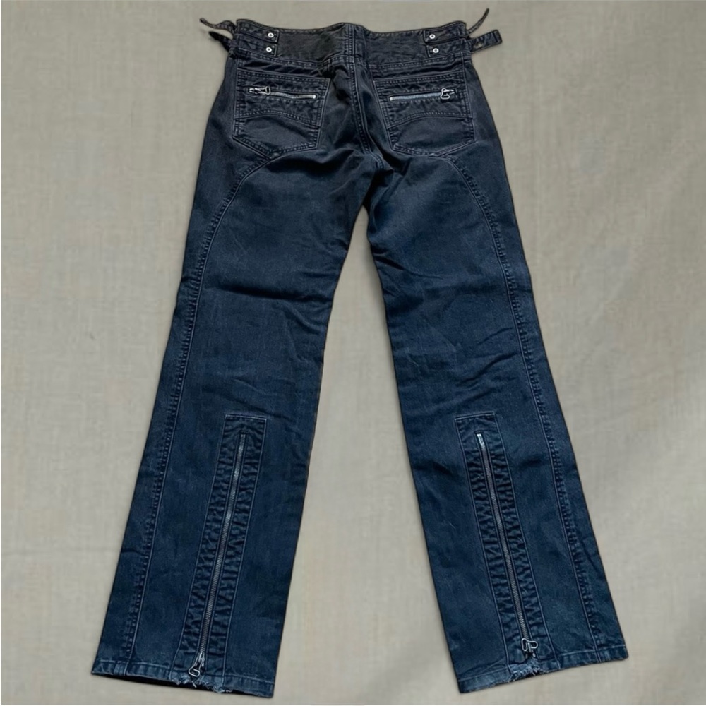 Extremely rare vintage Cloak distressed black denim jeans w zipper